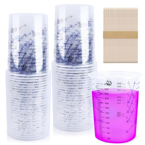 Mischbecher Lack 50STK 600ml Lackmischbecher Einweg Farbmischbecher mit Skala Mischbecher Epoxidharz Farbbecher mit Mischskala für Kunstprojekte Harz Farbe und Pigmente zum Mischen und Abmessen Mischbecher Lack 50STK 600ml Lackmischbecher Einweg Farbmischbecher mit Skala Mischbecher Epoxidharz Farbbecher mit Mischskala für Kunstprojekte Harz Farbe und Pigmente zum Mischen und Abmessen von ENUTROF