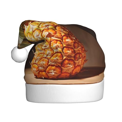 ENVEED Ananas-Malerei Erwachsene Plüsch Weihnachtsmütze – saisonale Hutdekorationen, ideal für Feiertage, festliche Kleidung von ENVEED