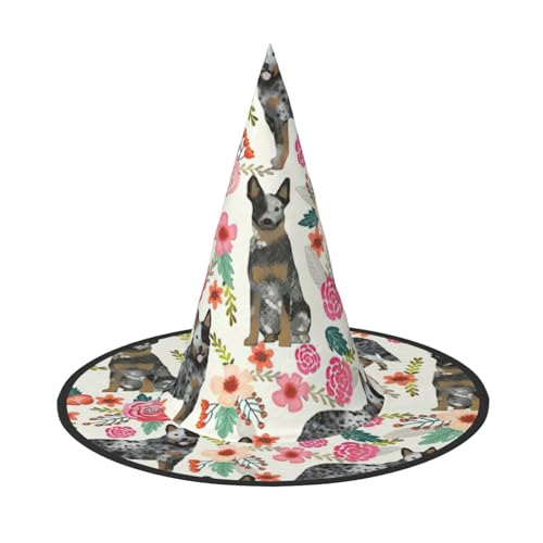 ENVEED Bezaubernder Halloween-Hut mit Rinderhund, Blumendesign, einzigartiger Hexenhut für temperamentvolle Halloween-Kostüme von ENVEED