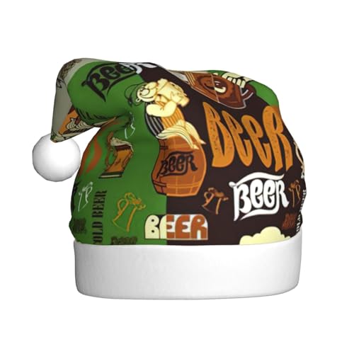 ENVEED Bier-Weihnachtsmütze aus Plüsch für Erwachsene, saisonale Hut-Dekorationen, ideal für festliche Anlässe von ENVEED