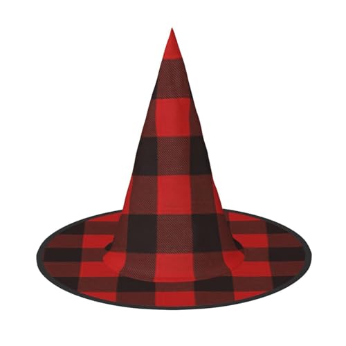 ENVEED Karierter roter und schwarzer bezaubernder Halloween-Hut – einzigartiger Hexenhut für temperamentvolle Halloween-Kostüme von ENVEED