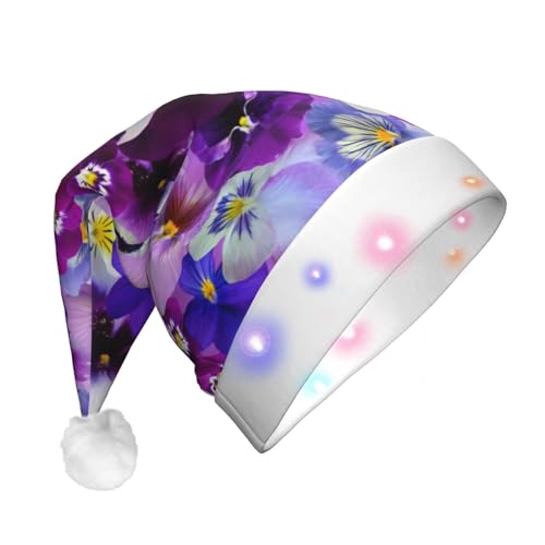 ENVEED Lila Blume LED-beleuchteter Weihnachtsdekorationshut für Erwachsene, Plüsch-Weihnachtsmütze für Urlaubsspaß von ENVEED