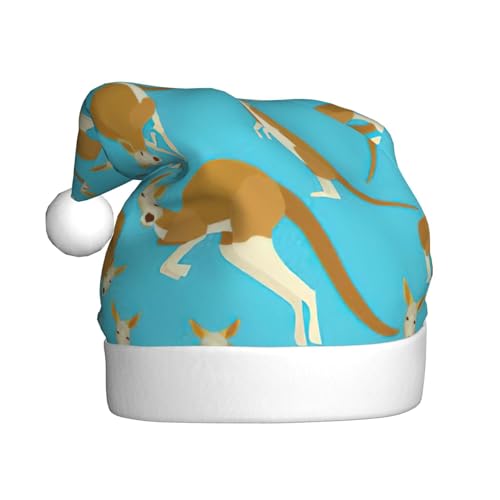 ENVEED Lustige Cartoon-Känguru-Zoo-Urlaubs-Dekorationsmütze – Erwachsene Plüsch-Weihnachtsmütze, die perfekte Weihnachtsdekorationsmütze von ENVEED