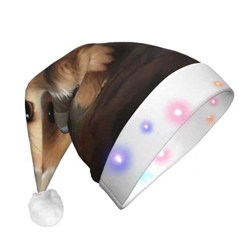 ENVEED Niedlicher Hase LED-beleuchteter Weihnachtsdekorationsmütze, für Erwachsene, Plüsch, leuchtende Weihnachtsmütze für Urlaubsspaß von ENVEED