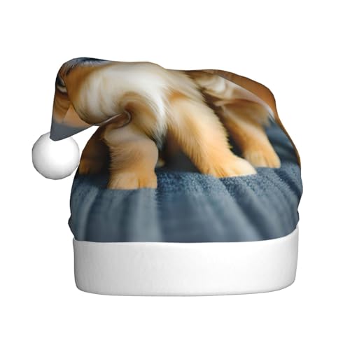 ENVEED Pomeranians Puppies And Point Erwachsene Plüsch Weihnachtsmütze - saisonale Hutdekorationen, ideal für Urlaub Festtagskleidung von ENVEED