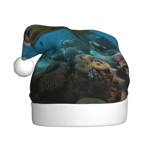 ENVEED Sea Turtles Plüsch-Weihnachtsmütze für Erwachsene, saisonale Hut-Dekorationen, ideal für festliche Anlässe von ENVEED