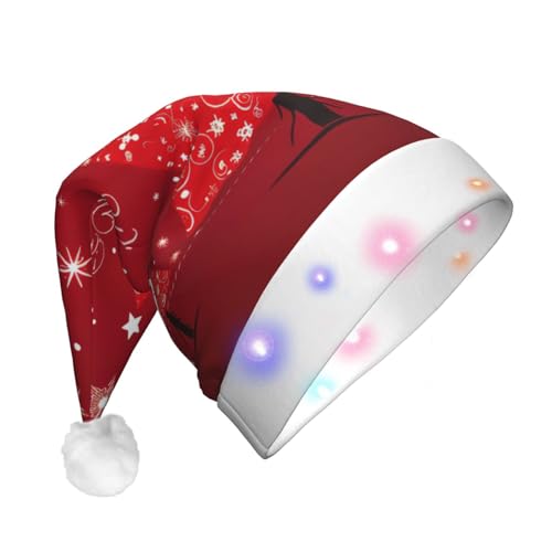 ENVEED Weihnachtsdekoration Hintergrund, LED-beleuchtete Weihnachtsdekoration, Hut für Erwachsene, Plüsch, leuchtende Weihnachtsmütze für Urlaubsspaß von ENVEED