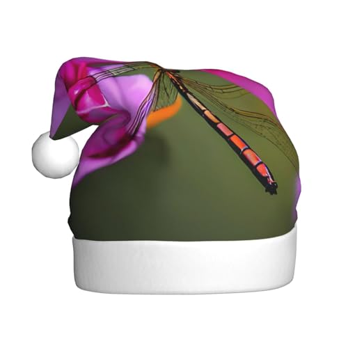 ENVEED Weihnachtsmütze aus Plüsch, Libelle auf der Blume, saisonale Hut-Dekorationen, ideal für festliche Anlässe von ENVEED