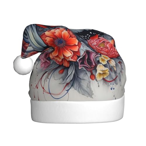 ENVEED Weihnachtsmütze aus Plüsch für Erwachsene mit Blume und Schmetterling, saisonale Hut-Dekorationen, ideal für festliche Anlässe von ENVEED