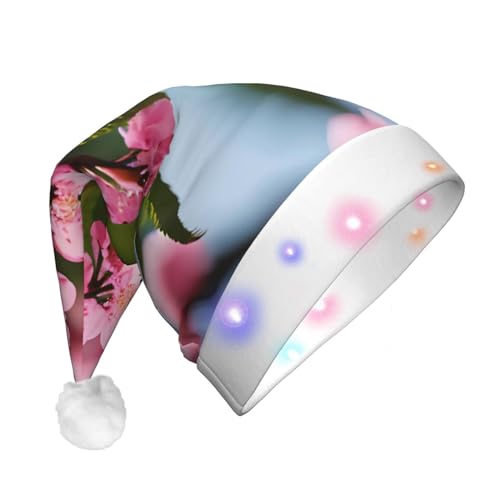 ENVEED Weihnachtsmütze für Erwachsene, Kirschblüten, mit LED-Licht, für Partys und Feiertage, Rosa von ENVEED
