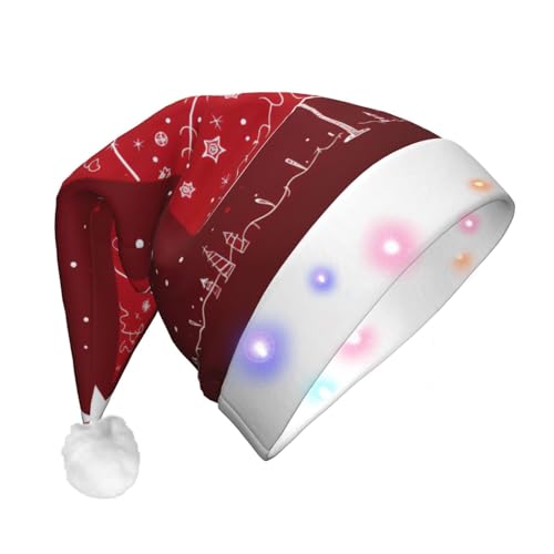 ENVEED Weihnachtsmütze mit LED-beleuchteter Weihnachtsdekoration, für Erwachsene, Plüsch, leuchtende Weihnachtsmütze für Urlaubsspaß von ENVEED