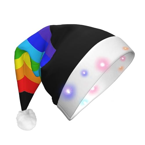 ENVEED Weihnachtsmütze mit Regenbogen-LED-beleuchteter Weihnachtsdekoration, für Erwachsene, Plüsch, leuchtende Weihnachtsmütze für Urlaubsspaß von ENVEED