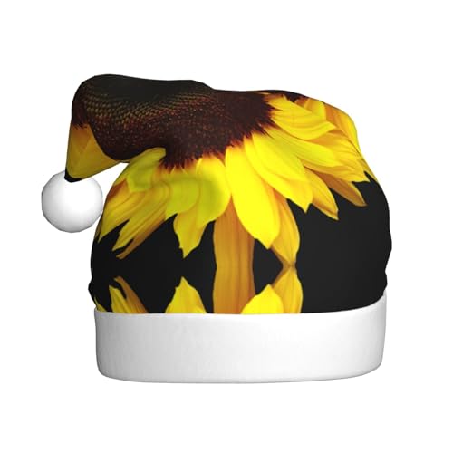 ENVEED Weihnachtsmütze mit Sonnenblumen-Hintergrund, für Erwachsene, Plüsch, saisonale Hut-Dekorationen, ideal für festliche Anlässe von ENVEED