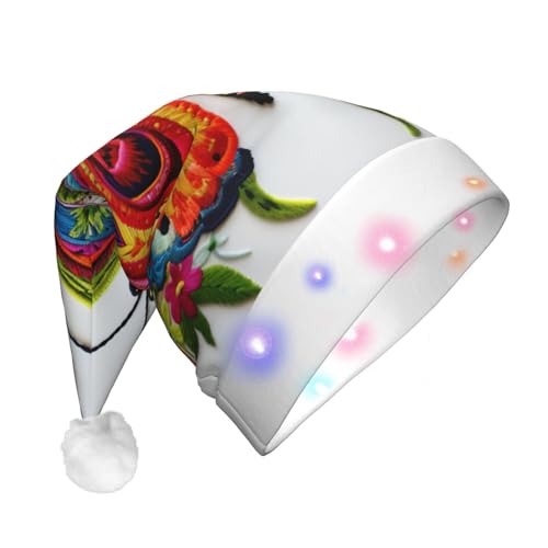 ENVEED Weihnachtsmütze mit buntem Schmetterling, LED-beleuchtet, für Erwachsene, Plüsch, leuchtende Weihnachtsmütze für Urlaubsspaß von ENVEED