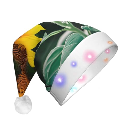 ENVEED Weihnachtsmütze mit frischer Sonnenblumen-LED-beleuchteter Weihnachtsdekoration, für Erwachsene, Plüsch, leuchtende Weihnachtsmütze für Urlaubsspaß von ENVEED