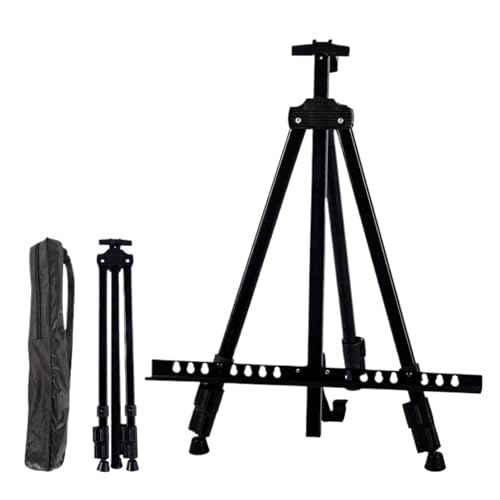 ENWWCH Kunst Staffeleiständer Tragbarer schrumpfbarer Zeichenbrettständer, Metallstaffelei, faltbares Stativ, höhenverstellbar, Kunstbedarf-Skizzenwerkzeuge, 160 cm Höhe Für Malerei(Black) von ENWWCH
