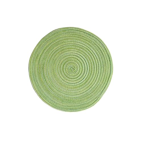 ENWWCH Tischset aus Baumwollgarn, rund, aus Ramie gewebt, wärmeisolierende Unterlage, Verbrühungsschutz, rutschfeste Untersetzer-Unterlage Für Töpfe, Schüsseln(Green,18cm) von ENWWCH