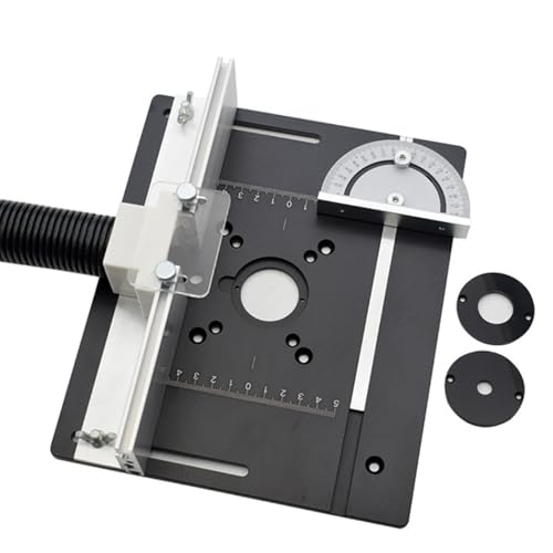 ENWYTE Frästisch-Einsätze, Aluminiumlegierung Holzbearbeitungsbänke mit Gehrungsanschlag transparente Staubschutzplatte Gravur-Hilfswerkzeug Zimmerei-Fräs-Flip-Board-Trimmmaschine(Black) von ENWYTE