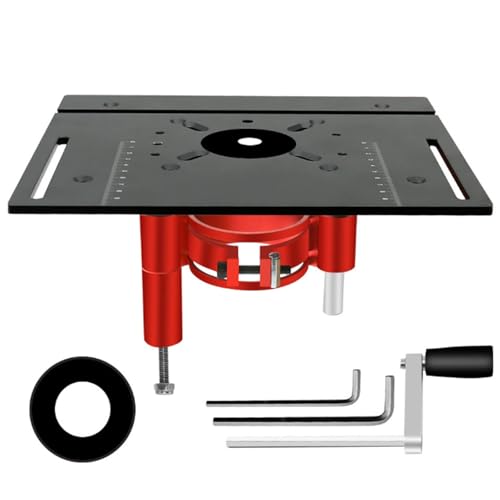 ENWYTE Oberfräsenheber Tisch Hochpräzise 63.8-65mm Durchmesser Einlegeplatten Frästisch Holzbearbeitung Bänke Maximaler Hub 47 mm Oberfräse Tisch Einsatzplatte(Lift Base+Single Board (Black)) von ENWYTE