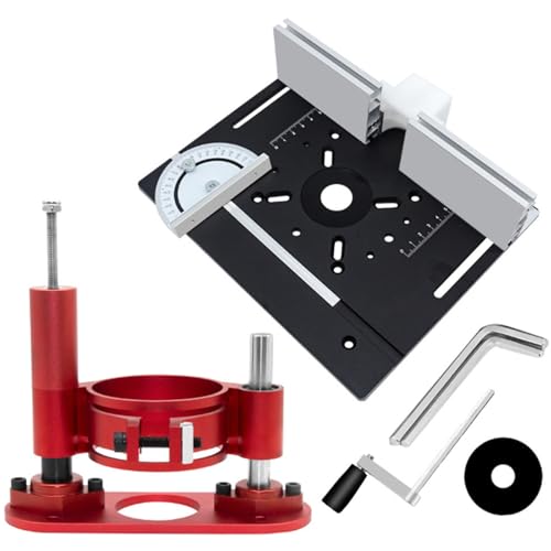 ENWYTE Oberfräsenheber Tisch Hochpräzise 63.8-65mm Durchmesser Einlegeplatten Frästisch Holzbearbeitung Bänke Maximaler Hub 47 mm Oberfräse Tisch Einsatzplatte(Lift Base Set (Black)) von ENWYTE