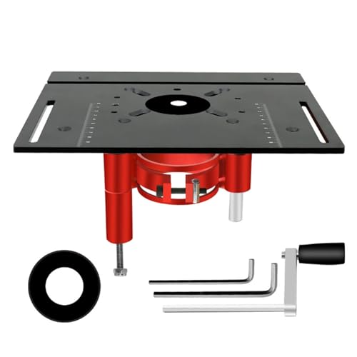 ENWYTE Oberfräsenlift Tischeinlegeplatte aus Aluminiumlegierung 63,8–65 mm Durchmesser maximaler Hub 47 mm Arbeitsbänke Heimwerker-Werkzeuglift Basisunterstützung(Lift Base+Single Board (Black)) von ENWYTE