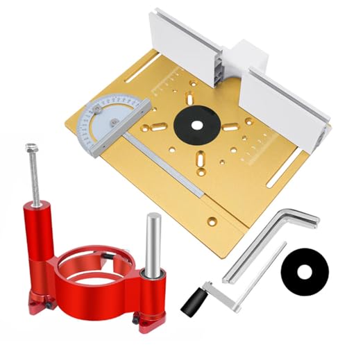 ENWYTE Oberfräsenlift Tischeinlegeplatte aus Aluminiumlegierung 63,8–65 mm Durchmesser maximaler Hub 47 mm Arbeitsbänke Heimwerker-Werkzeuglift Basisunterstützung(Lift Base Set (Gold)) von ENWYTE