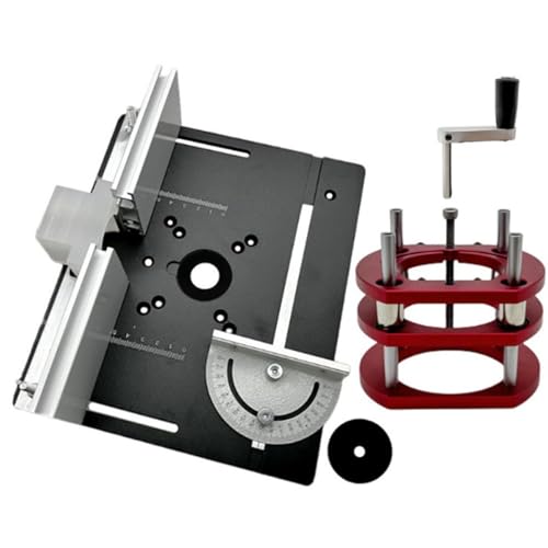 ENWYTE Oberfräserlift mit Oberplatte Oberfräsen-Hebeset Aluminium Maximum Lift 51mm Holzbearbeitungstisch-Grundplatte TischfräSe zum Nuten Zapfenschneiden BesäUmen und Anfasen(Black) von ENWYTE