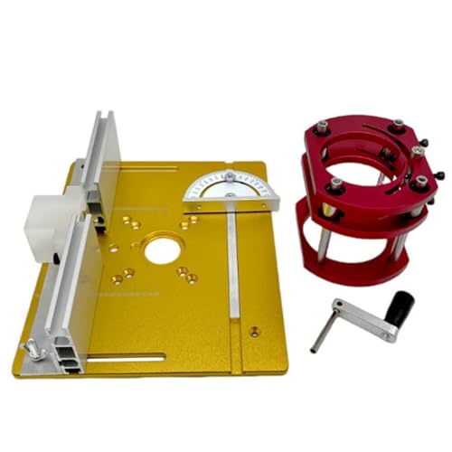 ENWYTE Oberfräserlift mit Oberplatte Oberfräsen-Hebeset Aluminium Maximum Lift 51mm Holzbearbeitungstisch-Grundplatte TischfräSe zum Nuten Zapfenschneiden BesäUmen und Anfasen(Gold) von ENWYTE
