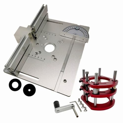ENWYTE Oberfräserlift mit Oberplatte Oberfräsen-Hebeset Aluminium Maximum Lift 51mm Holzbearbeitungstisch-Grundplatte TischfräSe zum Nuten Zapfenschneiden BesäUmen und Anfasen(Silver) von ENWYTE
