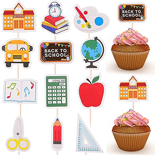 ENYACOS Schulanfang Dekorationen, Cupcake Topper Dekorationen für Einschulung Tortendeko Schuleinführung Kuchen Dekorationen, für Junge Mädchen 1. Schultag Schulanfang Party Deko (C) von ENYACOS