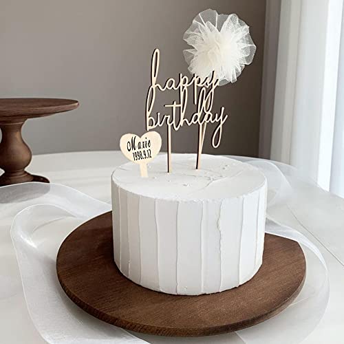 Holz Happy Birthday Tortendeko für Mädchen und Junge - Umweltfreundlicher Cake Topper aus hochwertigem Holz für DIY Kuchendeko Geburtstag Kreative und elegante Tortenaufsätze zum Selbermachen (A) von ENYACOS