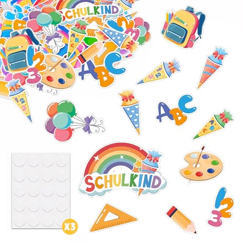 120 Stück Einschulung Deko – Bunte Deko Einschulung mit Schultüte, ABC & 123 – Schulkind Deko 2025, Deko Einschulung Junge Mädchen 120 Stück Einschulung Deko – Bunte Deko Einschulung mit Schultüte, ABC & 123 – Schulkind Deko 2025, Deko Einschulung Junge Mädchen von EOAMGO
