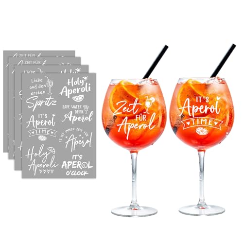 EOAMGO 28 Stück Aperol Glass Deko Geschenk Aperol - Rub On Folie für Cocktail Gläser & Weinglas von EOAMGO