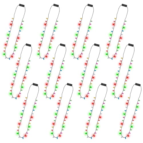 12 x Weihnachts-Halskette, leuchtende Weihnachtsbirnen-Halsketten, bunt, leuchtende Weihnachtsbirnen-Halsketten, Zubehör, 3 Modi, Partyzubehör für hässliche Pullover, Weihnachten, Neujahr 12 x Weihnachts-Halskette, leuchtende Weihnachtsbirnen-Halsketten, bunt, leuchtende Weihnachtsbirnen-Halsketten, Zubehör, 3 Modi, Partyzubehör für hässliche Pullover, Weihnachten, Neujahr von EOBOH