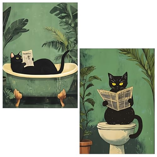 EOBROMD 2 Pack Diamond Painting Schwarze Katze, 5D Diamant Painting Bilder für Erwachsene Lustiges Tiere, DIY Diamant Malerei Set für Wanddekoration 30x40cm EOBROMD 2 Pack Diamond Painting Schwarze Katze, 5D Diamant Painting Bilder für Erwachsene Lustiges Tiere, DIY Diamant Malerei Set für Wanddekoration 30x40cm von EOBROMD