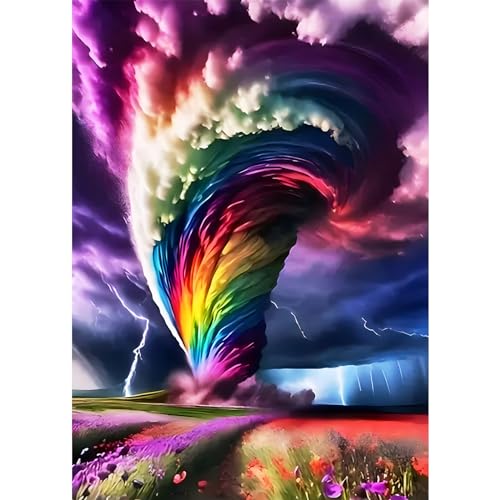 EOBROMD 5D Diamant Painting Bilder Erwachsene Bunter Tornado, Diamond Painting Fantasie, DIY Landschaft Diamond Painting Set Diamant Painting Kit Kunst für Wanddekoration 30x40 cm von EOBROMD