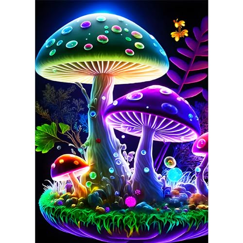EOBROMD 5D Diamant Painting Bilder für Erwachsene Bunte Pilze, Diamond Painting Fantasie, DIY Diamant Malerei Set für Wanddekoration 30x40 cm von EOBROMD
