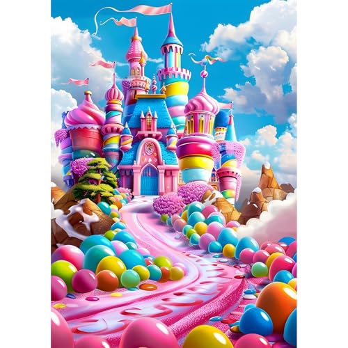 EOBROMD 5D Diamant Painting Bilder für Erwachsene Candy Castle, Diamond Painting Fantasie Landschaft, DIY Diamant Malerei Set für Wanddekoration 30x40 cm von EOBROMD