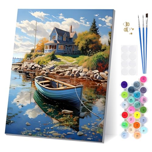 EOBROMD Boot Malen Nach Zahlen Erwachsene mit Rahmen, Malen Nach Zahlen Landschaft, Paint by Numbers, DIY Leinwand Handgemalt Ölgemälde Set für Home Decor 30x40cm EOBROMD Boot Malen Nach Zahlen Erwachsene mit Rahmen, Malen Nach Zahlen Landschaft, Paint by Numbers, DIY Leinwand Handgemalt Ölgemälde Set für Home Decor 30x40cm von EOBROMD