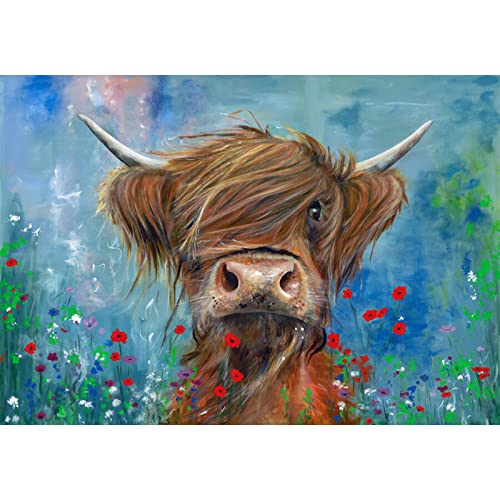 EOBROMD Diamond Painting Hochlandrinder, 5D Diamant Painting Bilder Erwachsene Tiere, DIY Diamant Malerei Set für Wanddekoration 30x40 cm von EOBROMD