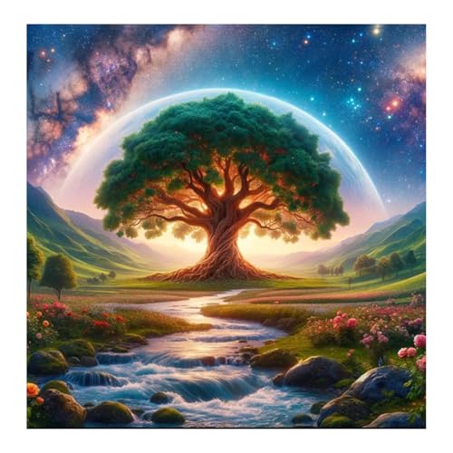 EOBROMD Diamond Painting Erwachsene Baum des Lebens, 5D Diamant Painting Bilder Landschaft, DIY Diamant Malerei Set für Wanddekoration 30x40cm von EOBROMD