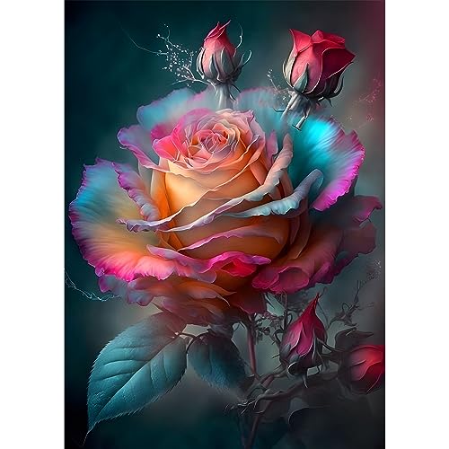 EOBROMD Diamond Painting Erwachsene Blumen, 5D Diamant Painting Bilder Erwachsene, DIY Diamond Painting Bilder Diamant Malerei Rosen Set für Wanddekoration 30x40cm von EOBROMD