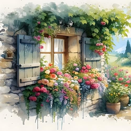 EOBROMD Diamond Painting Erwachsene Blumen, 5D Diamant Painting Bilder Landschaft, DIY Diamant Malerei Set für Wanddekoration 30x30cm von EOBROMD
