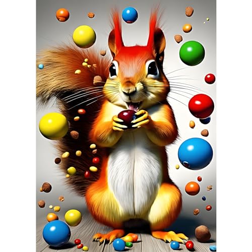 EOBROMD 5D Diamant Painting Bilder Erwachsene Tiere, Diamond Painting Eichhörnchen, DIY Diamant Malerei Set für Wanddekoration 30x40cm von EOBROMD