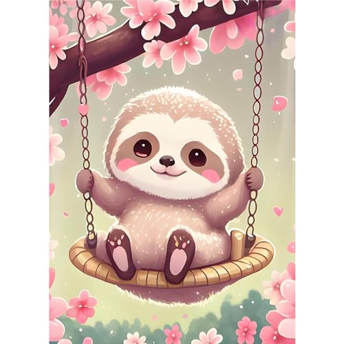 EOBROMD Diamond Painting Faultier schwingend, 5D Diamant Painting Bilder Erwachsene Blumen, DIY Tiere Diamant Malerei Set für Wanddekoration 30x40 cm von EOBROMD