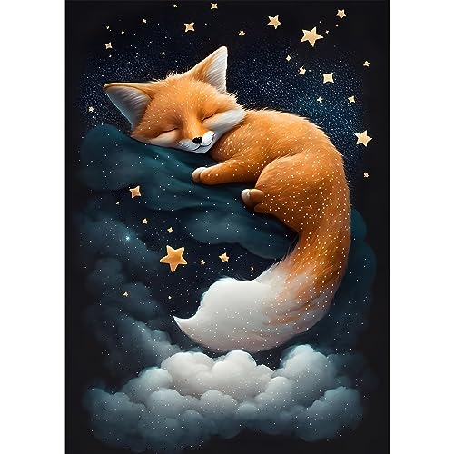 EOBROMD Diamond Painting Erwachsene Fuchs, 5D Diamant Painting Bilder Erwachsene Tiere, DIY Diamond Painting Bilder Diamant Malerei Sternenhimmel Set für Wanddekoration 30x40cm von EOBROMD