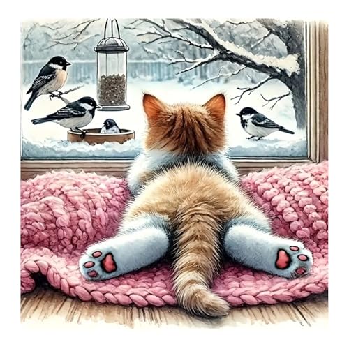 EOBROMD Diamond Painting Erwachsene Katze, 5D Diamant Painting Bilder Vogel, DIY Diamant Malerei Lustig Set für Wanddekoration 30x30cm EOBROMD Diamond Painting Erwachsene Katze, 5D Diamant Painting Bilder Vogel, DIY Diamant Malerei Lustig Set für Wanddekoration 30x30cm von EOBROMD