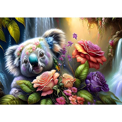 EOBROMD Diamond Painting Erwachsene Koala, 5D Diamant Painting Bilder Erwachsene Blumen, DIY Diamond Painting Bilder Diamant Malerei Tiere Set für Wanddekoration 30x40cm von EOBROMD