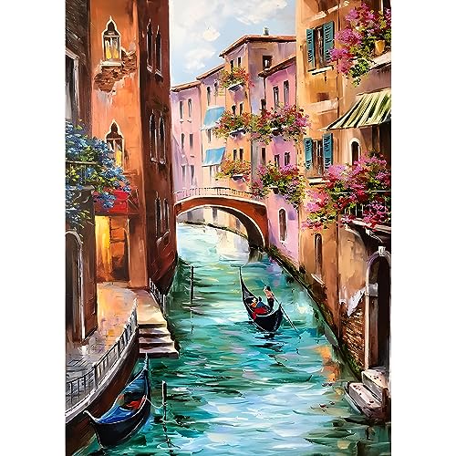 EOBROMD Diamond Painting Erwachsene Landschaften, 5D Diamant Painting Bilder Erwachsene Stadt am Wasser, DIY Diamond Painting Bilder Diamant Malerei Set für Wanddekoration 30x40cm von EOBROMD