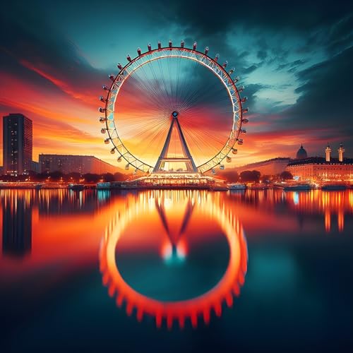 EOBROMD Diamond Painting Riesenrad, 5D Diamant Painting Bilder für Erwachsene Landschaft, DIY Diamant Malerei Set für Wanddekoration 30x30 cm von EOBROMD